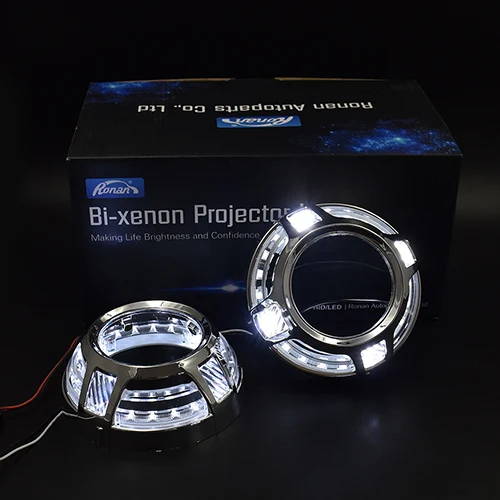 White Ronan 3,0 дюймов белый переключатель задний желтый DRL светодиодный ангельские глазки маска чехол для автомобиля Стайлинг фара Модифицированная - Цвет: White