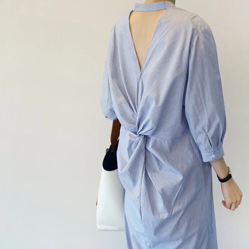 Новые осенние женские платья модное повседневное платье в полоску с вырезами на