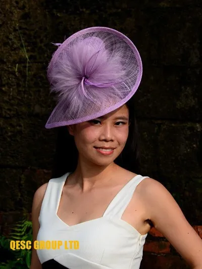 Новый sinamay перо Вуалетка для свадьбы женская шляпа ascot гонки Кентукки Дерби Кубок