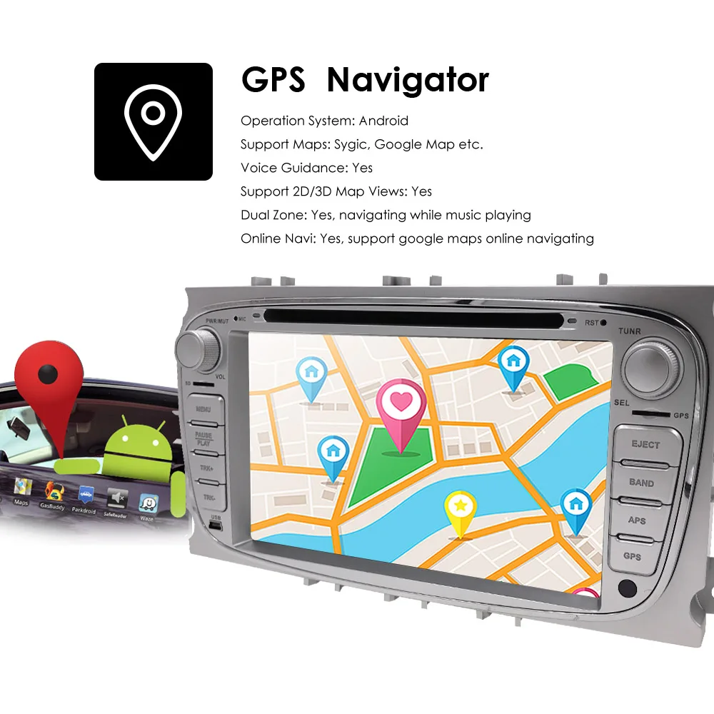 Ossuret 2Din автомобильный радиоприемник Android 9 для FORD/Focus/S-MAX/Mondeo/C-MAX/Galaxy Автомобильный мультимедийный видео dvd-плеер gps USB DVR wifi FM/AM