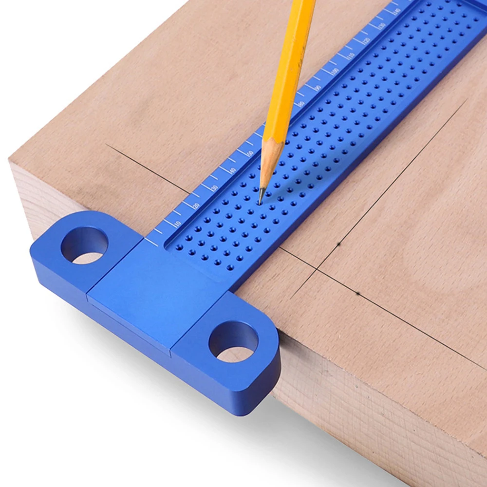

0-160mm Hole Woodworking T Ruler Positioning Crossed Marking Gauge Aluminum Alloy Metric Scriber Measuring Tools Carpenter