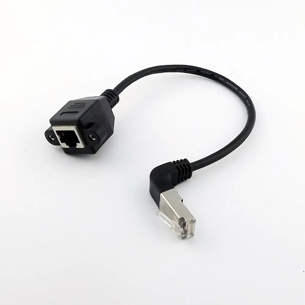 

5x Ethernet LAN Network RJ45 Male Down Angled to Female Panel Mount Male to Female Extension Cable 30cm UP/Down Angle