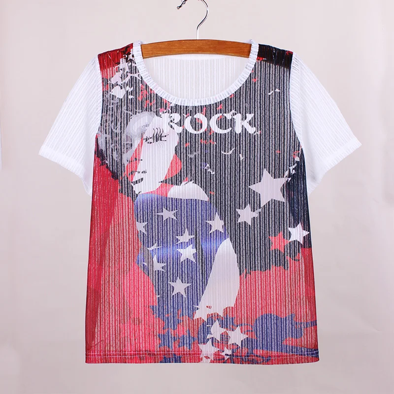 Lowest price t shirt women vogue character print 2016 Western fashion design girls summer tee novelty fabric ladies top tees | Женская