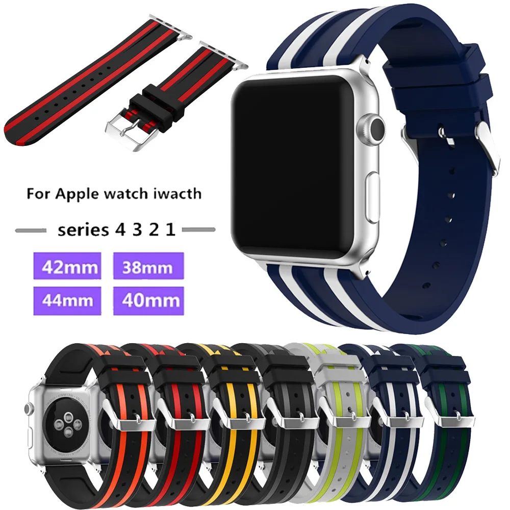 Для Apple Watch ремешок 40 мм 44 мм 38 мм 42 мм силиконовый сменный спортивный ремешок для часов резиновый браслет ремешок для iWatch 4/1/2/3