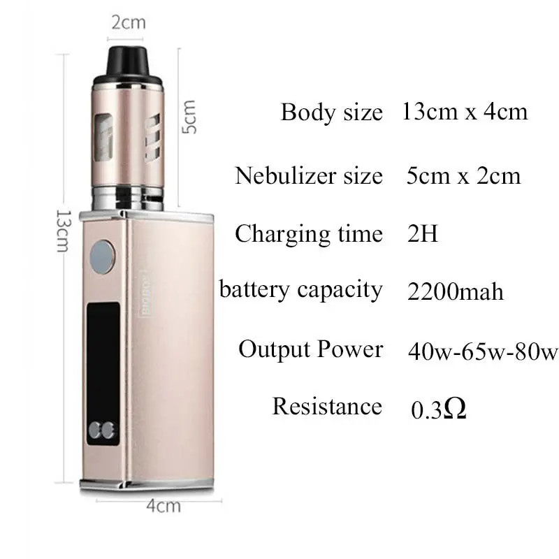 Электронная сигарета 80 Вт регулируемый vape mod box kit 2200mah 0.3ohm 3 мл бак электронная сигарета большой дым атомайзер вейпер(черный