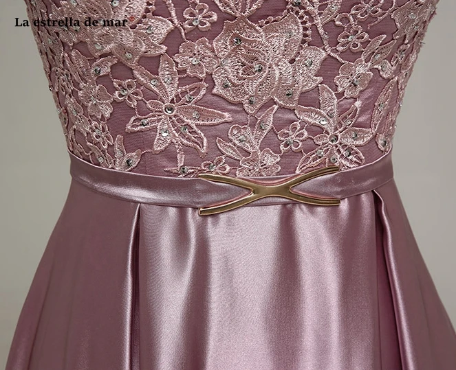 Vestido madrinha longo2019 новые из кружева, с вырезом на шее атласные линии Фиолетовый королевский синий розовые платья подружки невесты длинное свадебное платье