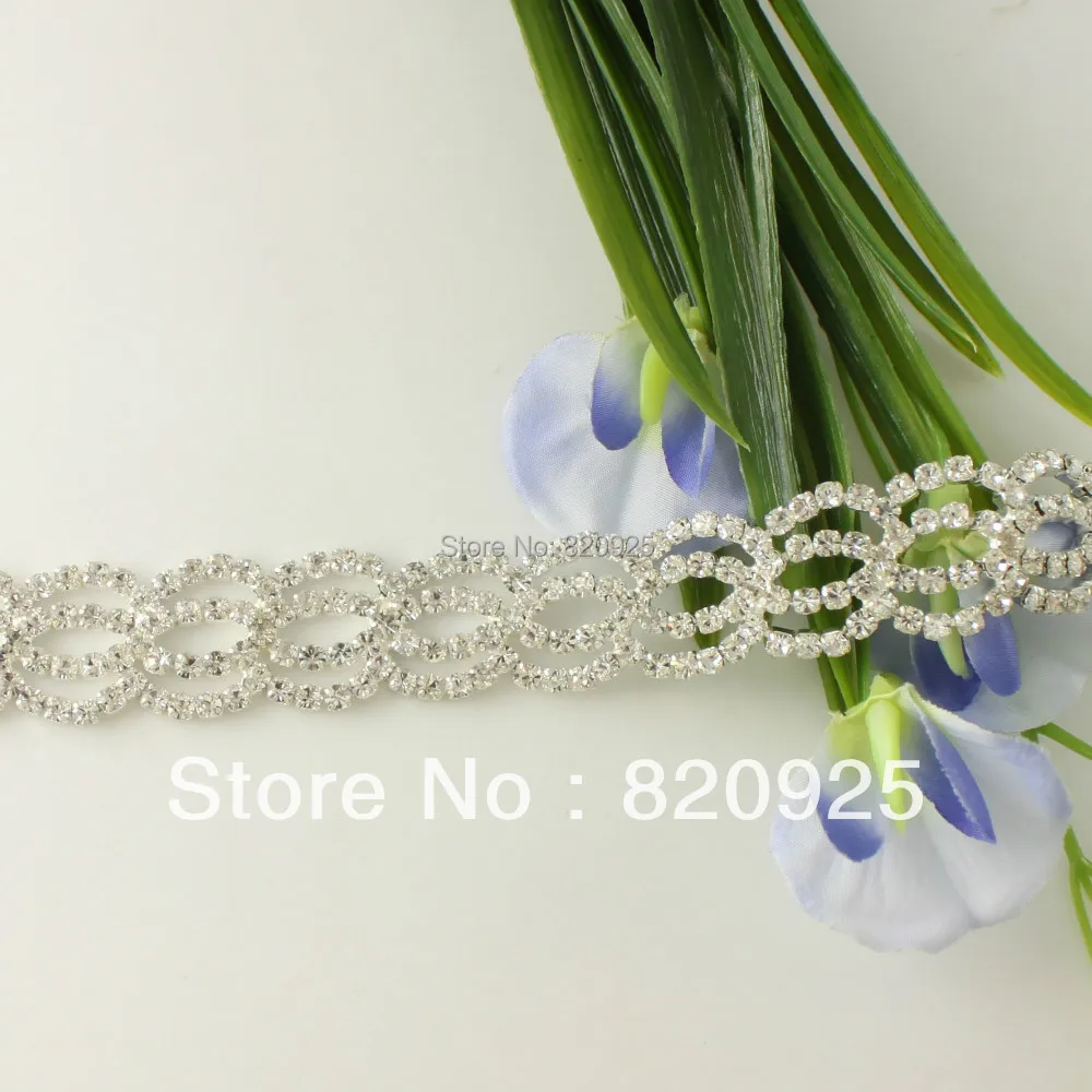 1yd Делюкс прозрачный горный хрусталь Серебряный тон аппликация цепь свадебное
