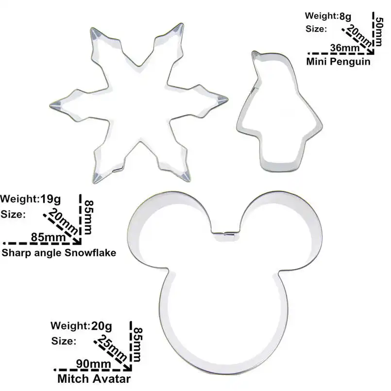 Снежинки мелкие пингвины форма головы Микки Мауса формы для резки печенья