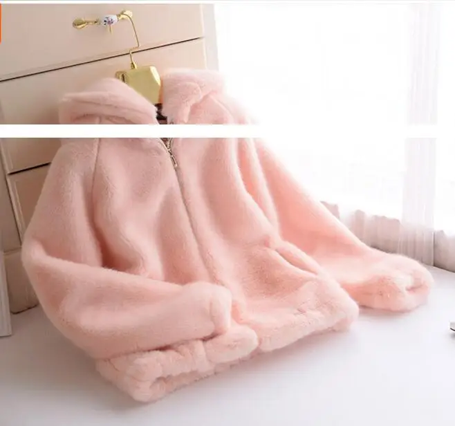 Winter New Faux Mink Long Sleeve Women Fur Coat Hooded Zipper Classic Generous Golden Ratio Warm Practical Jacket | Женская одежда