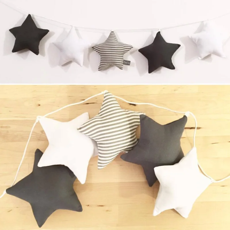 Новогодняя Скандинавская детская комната ручной работы гирлянды со звездами