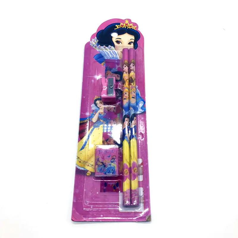 5pcs/lot stationery set cartoon six princess theme children school supplies pencil ruler sharpener rubber combination | Канцтовары для