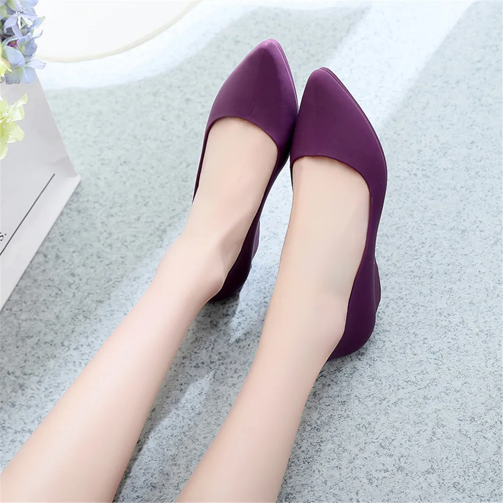 

Women Solid Color Pointed Shallow Mouth Frosted Surface Single Flat Shoes 2019 Spring Ladies Casual Wedge Non-slip Work Shoes