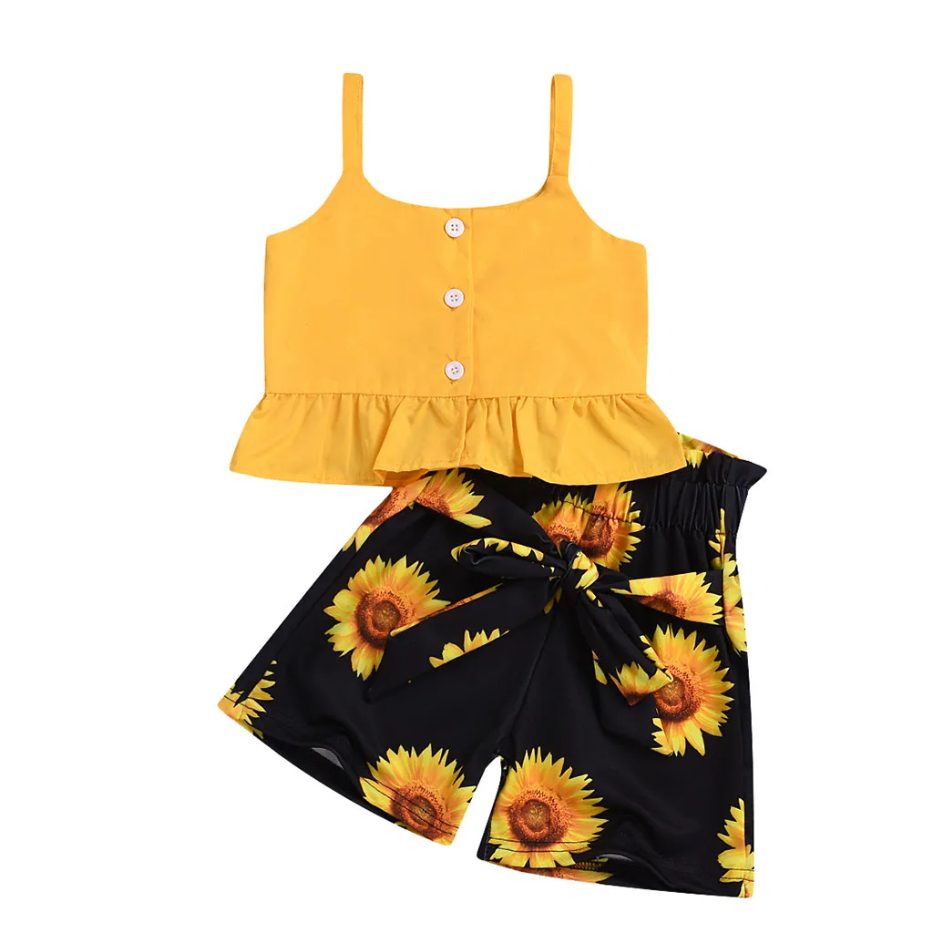 Одежда для маленьких девочек SAGACE Летний Пляжный топ без рукавов с подсолнухом +