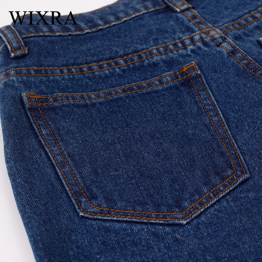 Женские джинсовые шорты Wixra синие свободные с высокой талией спереди и сзади|waist