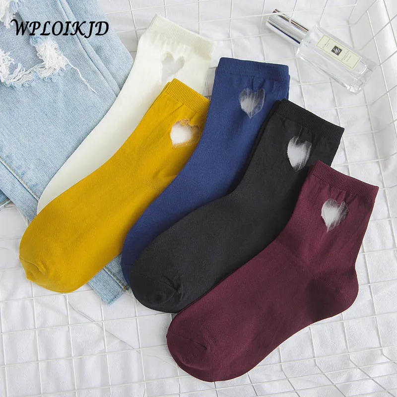 [WPLOIKJD] Осень/Зима Новый продукт хлопковые прозрачные милые женские носки