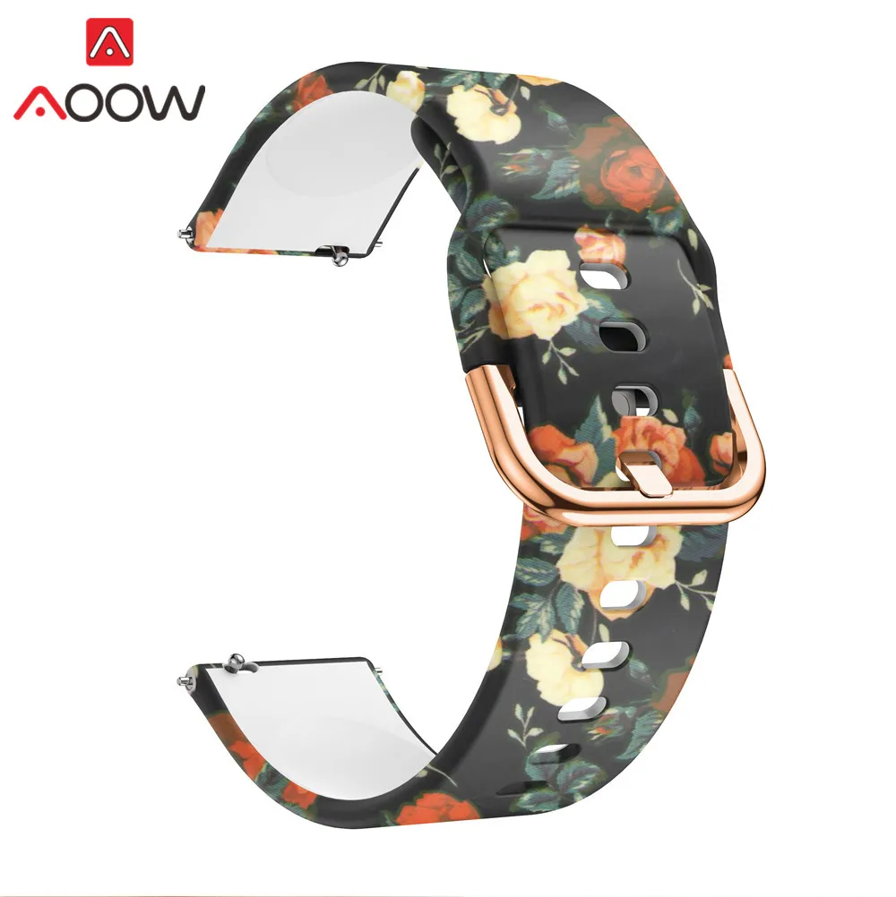 Retro rose 20 мм силиконовый ремешок для часов samsung Galaxy Watch Active 42 мм S2 Huami Amazfit Bip Leopard браслет с принтом ремешок Correa - Цвет ремешка: Retro rose