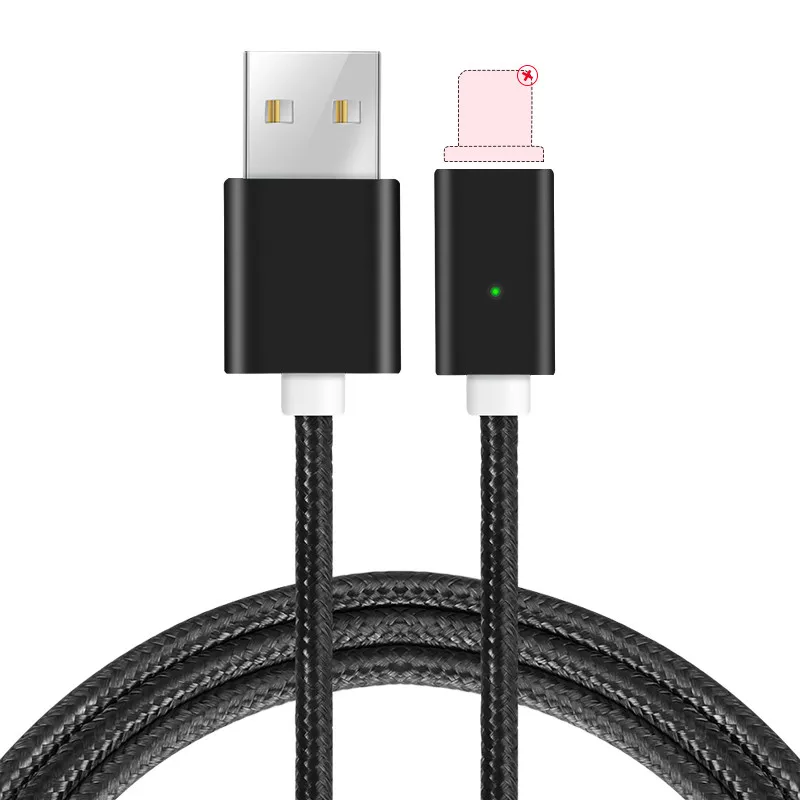 Coolreall Магнитный кабель для Micro usb type C быстрой зарядки телефона Microusb type-C магнитное зарядное устройство usb c для iphone huawei xiaomi - Цвет: only cable black