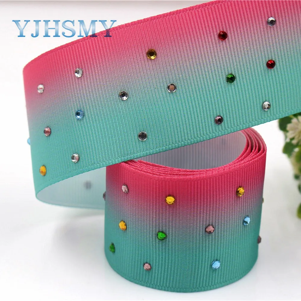 

YJHSMY I-181106-181,5yards/lot,38mm Gradient multicolor diamond Ribbons Thermal transfer Printed grosgrain,DIY wrapping material