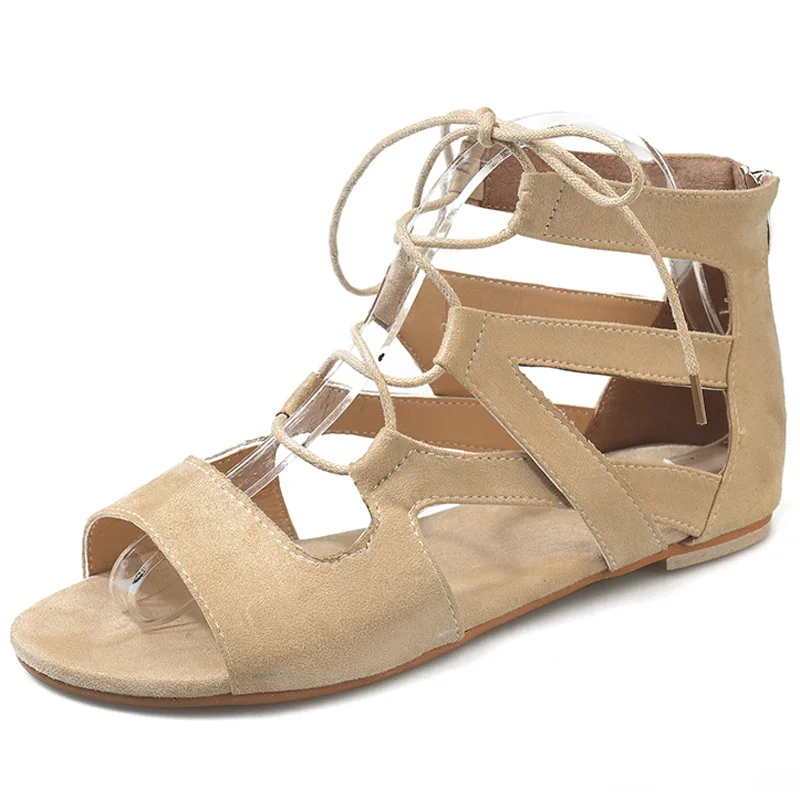 Новинка женские летние сандалии-гладиаторы на плоской подошве Повседневная