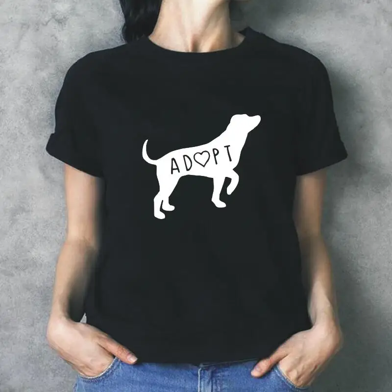 

Футболка женская с принтом «усыновление собак», модный топ с юмором для девушек и щенков, Повседневная рубашка с надписью «I Love Dogs»
