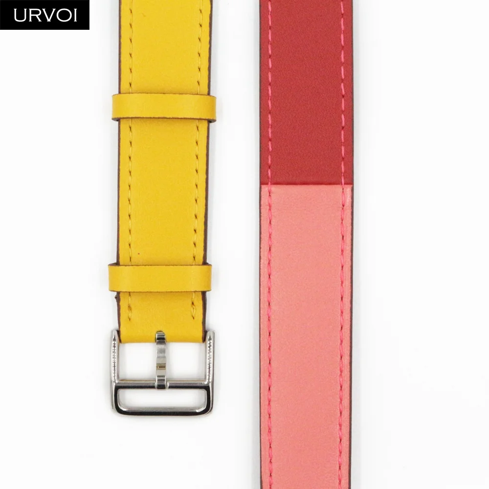 Ambre C R URVOI двойной тур группа для Apple Watch series 5 4 3 2 1 ремешок для iwatch сверхдлинный ремень высокого качества из натуральной кожи петлевой - Цвет ремешка: Ambre C R