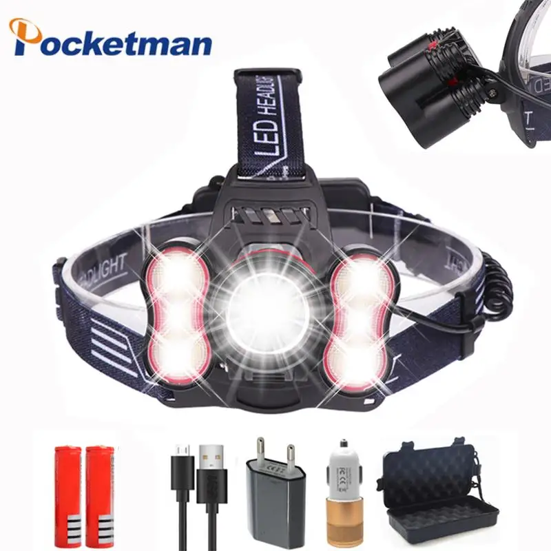 Ультра яркий светодиодный налобный фонарь T6 LED SMD2835 40 светодиодные фары 4 режима
