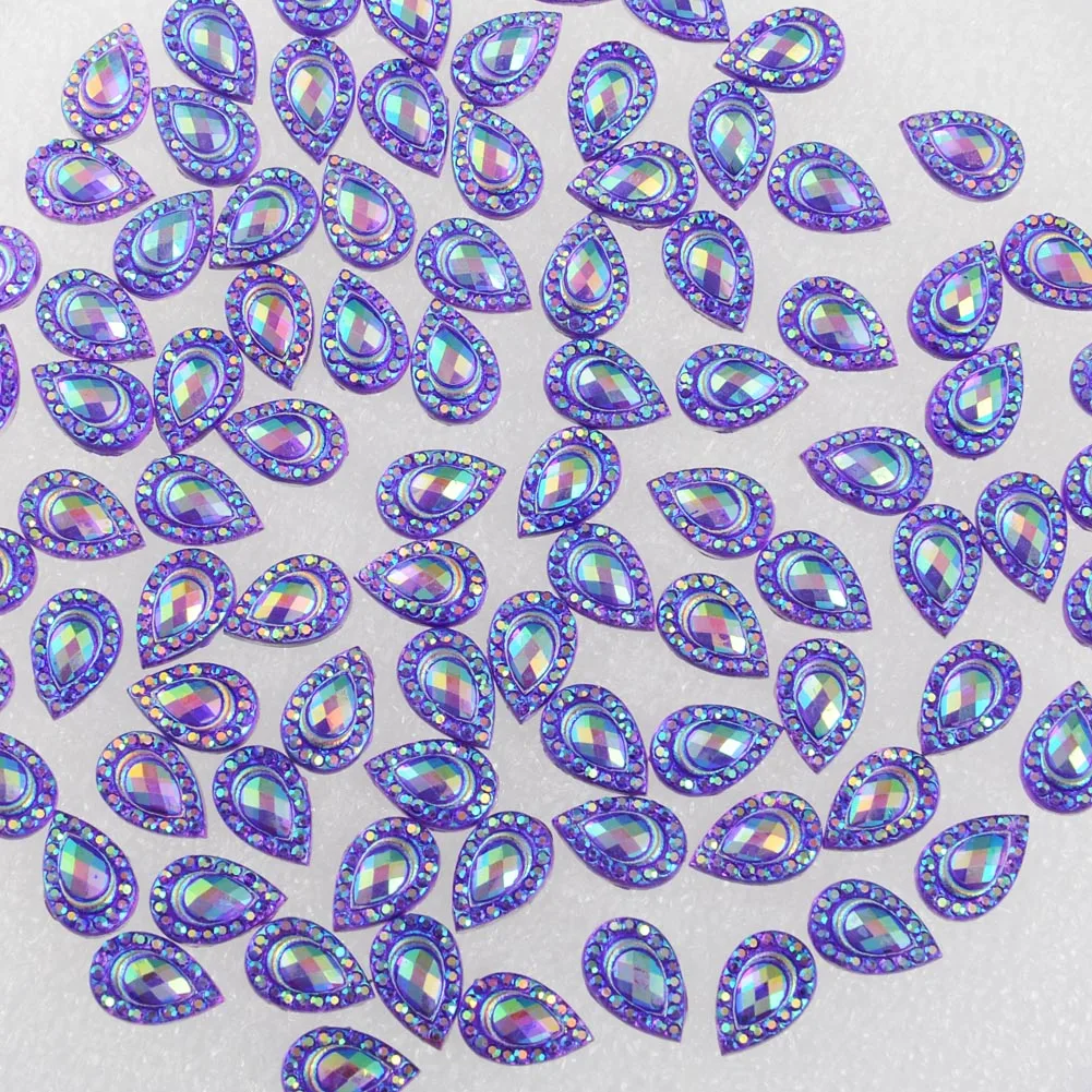 TM028-Purple-120P BOLIAO AB цветные стразы в форме капель Flatback 120 шт 8*12 мм(0,31*0,47 дюйма) эпоксидный клей на ремесле/Свадебные украшения DIY - Цвет: TM028-Purple-120P