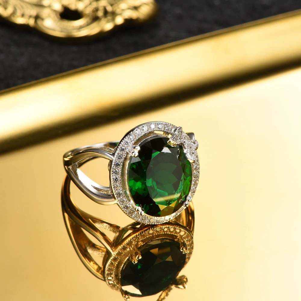 L & zuan кольцо с изумрудом и бабочкой 7.58ct Овальный зеленый драгоценный камень