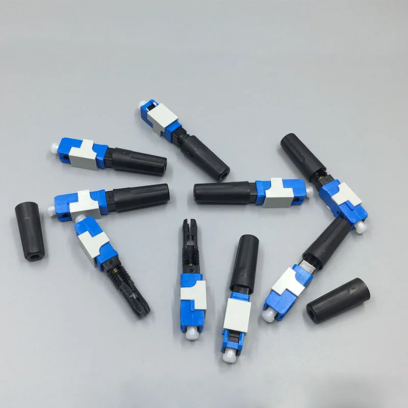 100pcs SC UPC Fiber Optic Quick Connector FTTH Single-Mode Fiber Optic Fast Connector SC quick assembly Connector