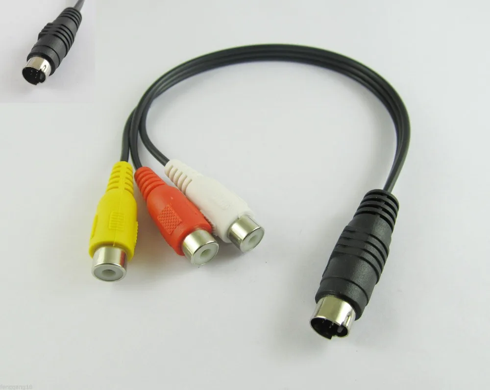 1 шт. 7 Pin S video штекер на 3 RCA гнездо Видео ТВ AV Кабель адаптер для ноутбука 27 см|video av