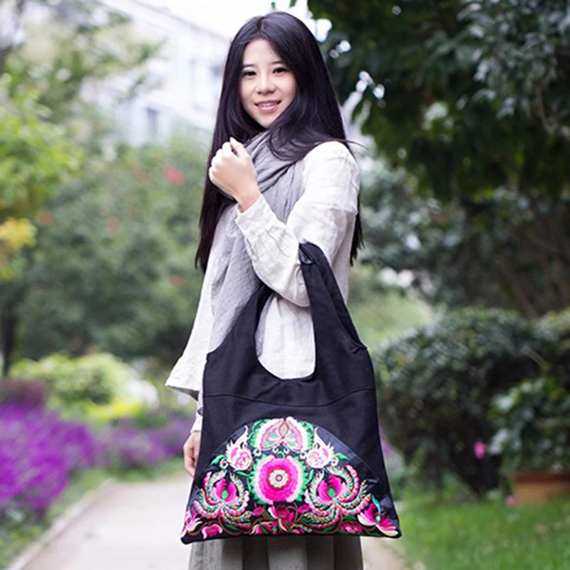 2018 китайский национальный стиль вышивка молния Вместительные сумки женские