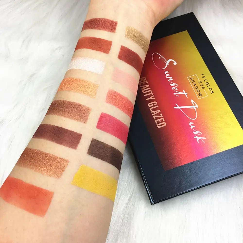 BEAUTY GLAZED Sunset Eye Shadow Palettes 15 Colors Matte Glitter Makeup Nude Shimmer Eyeshadow Set Palette paleta de sombra |
