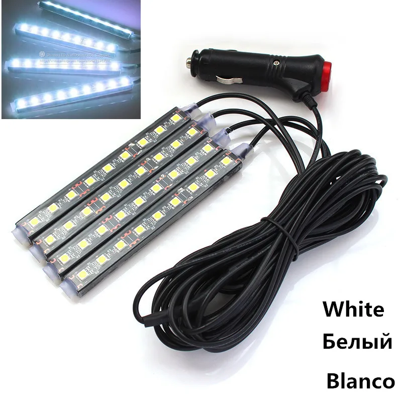 4 шт., 9SMD 5050, белый, желтый, синий, зеленый, красный, Автомобильный светодиодный светильник, интерьерная атмосферная лампа, лампа для ног, декоративный светильник