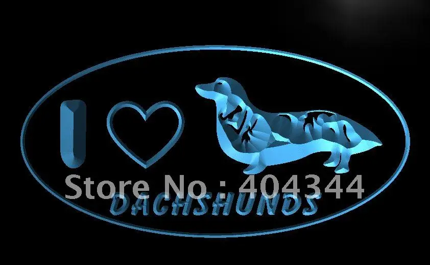 LK227- I Love Dachshund собака домашнее животное светодиодная неоновый Световой знак для