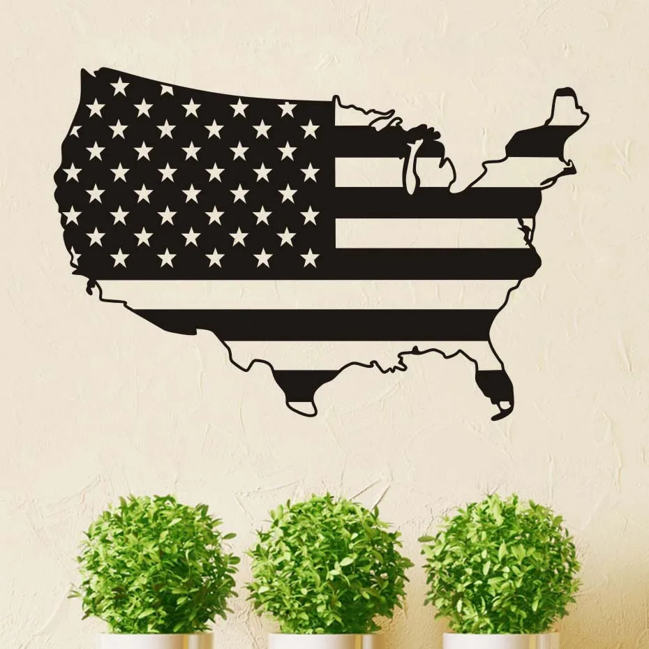 Флаг Карта США Наклейка на стену винил персонализированные цвета дизайн ПВХ