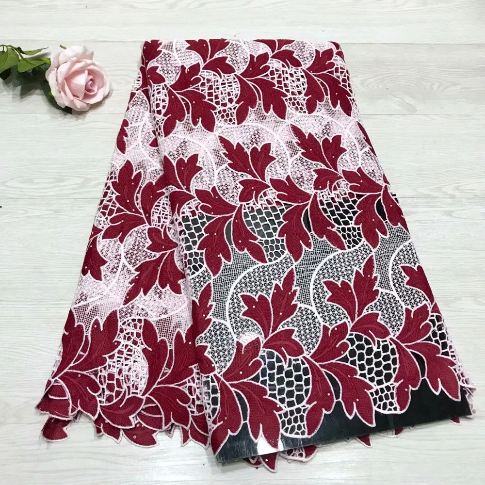 Горячая Распродажа 5 ярдов африканская французская кружевная ткань с камнем