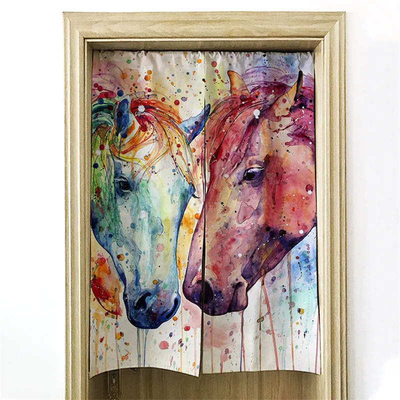Япония стиль занавес Масляная картина с лошадью кухонный декор для ресторана