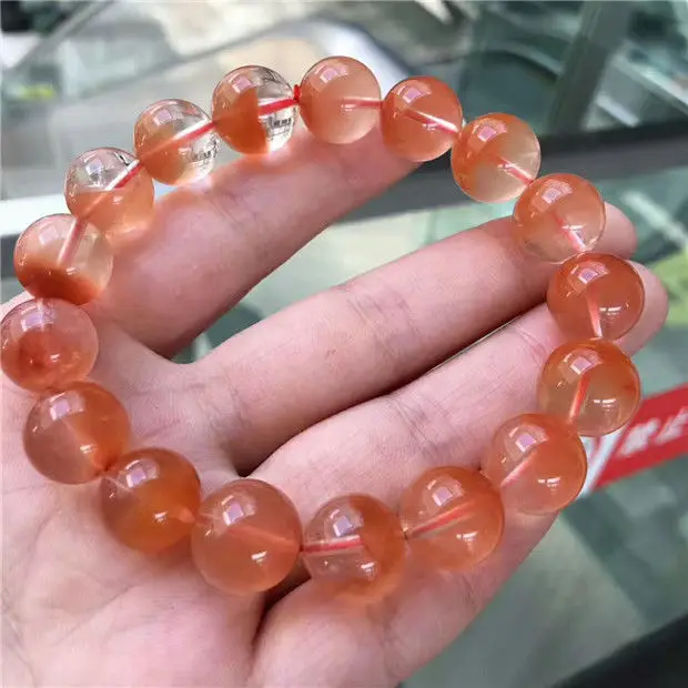 Натуральный Красный кроличья шерсть Rutilated кварцевые хрустальные бусины браслет