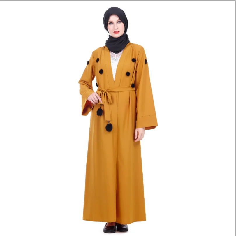 Мусульманское платье с аппликацией Abaya кардиган длинный халат кимоно Jubah Ближний
