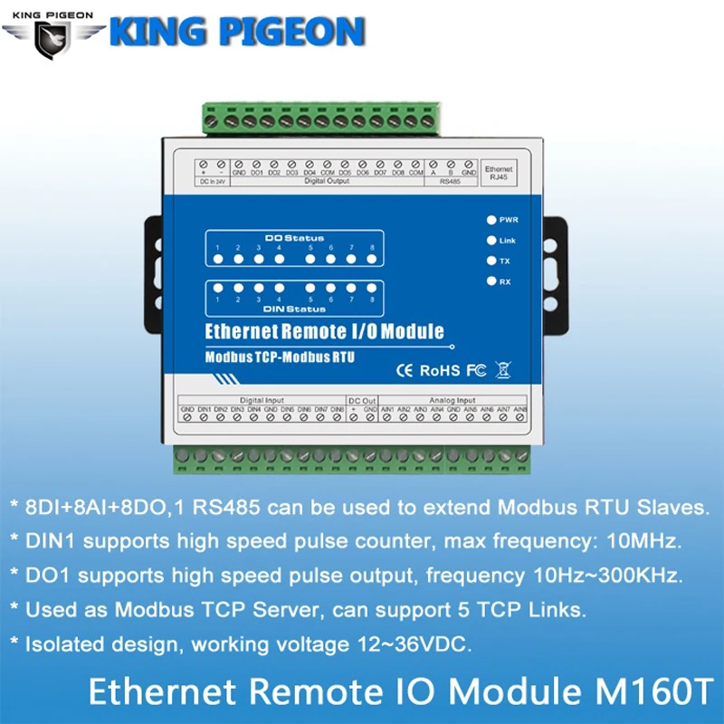 Ethernet Modbus RTU регистратор данных с Rs485 TCP преобразователи 8 изолированных аналоговых