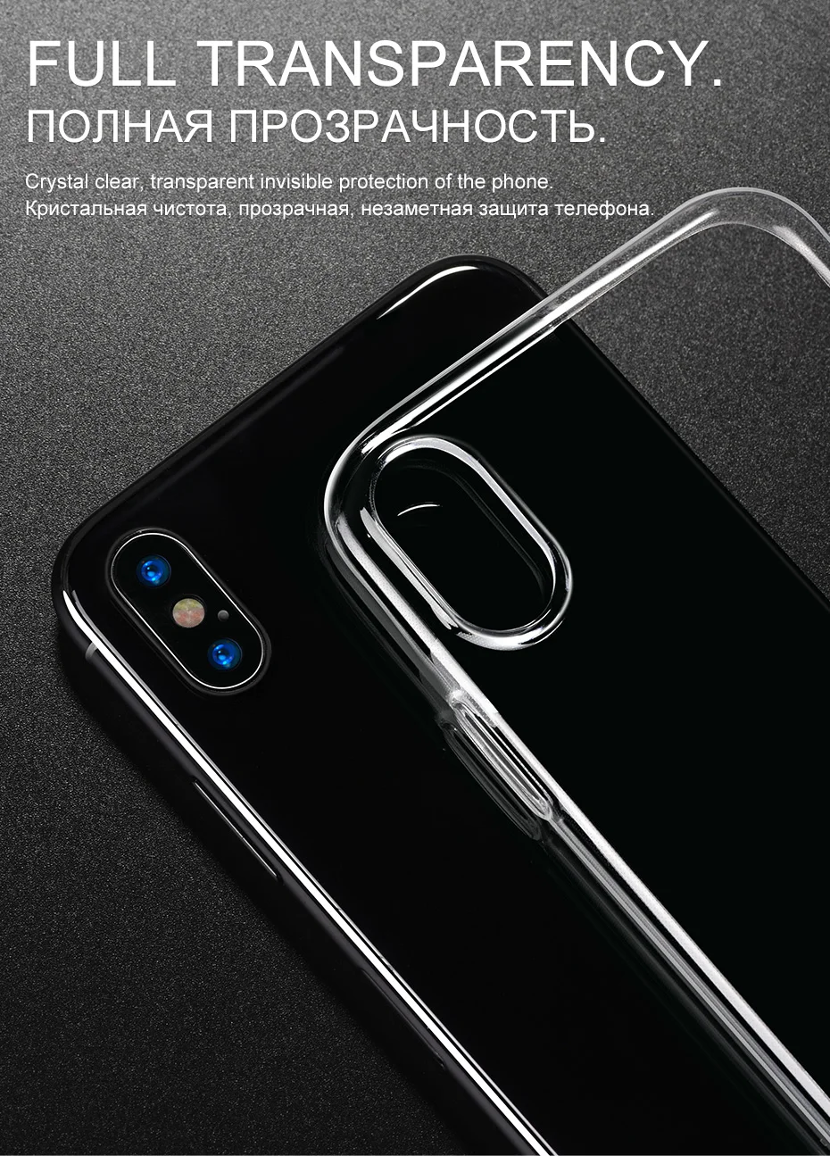 HOCO тонкий силиконовый прозрачный чехол для iPhone X Xs Max Ультратонкий Мягкий ТПУ чехол для телефона для iPhone XR Xs защитный чехол для телефона