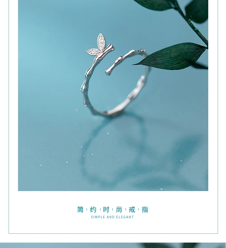 Trustdavis Genuine 925 Sterling Silver Animal Butterfly Bamboo Opening Finger Ring For Women Sterling Silver Jewelry Gift DA417