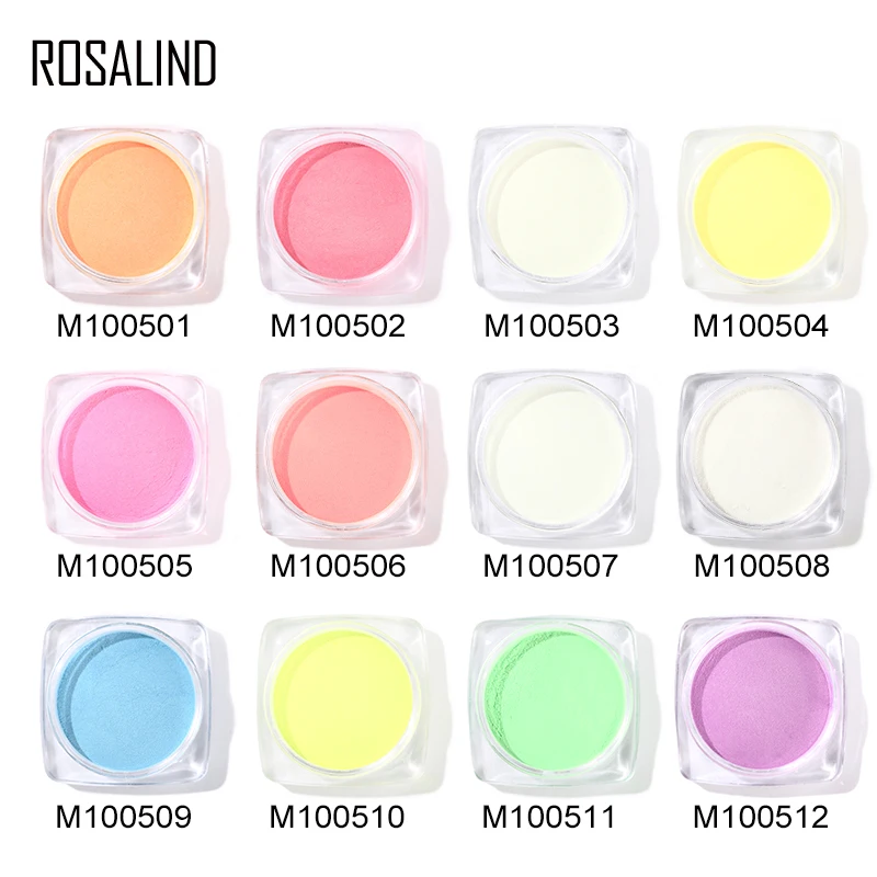 ROSALIND блестящий порошок 12 флюоресцентные цвета лак для ногтей яркий