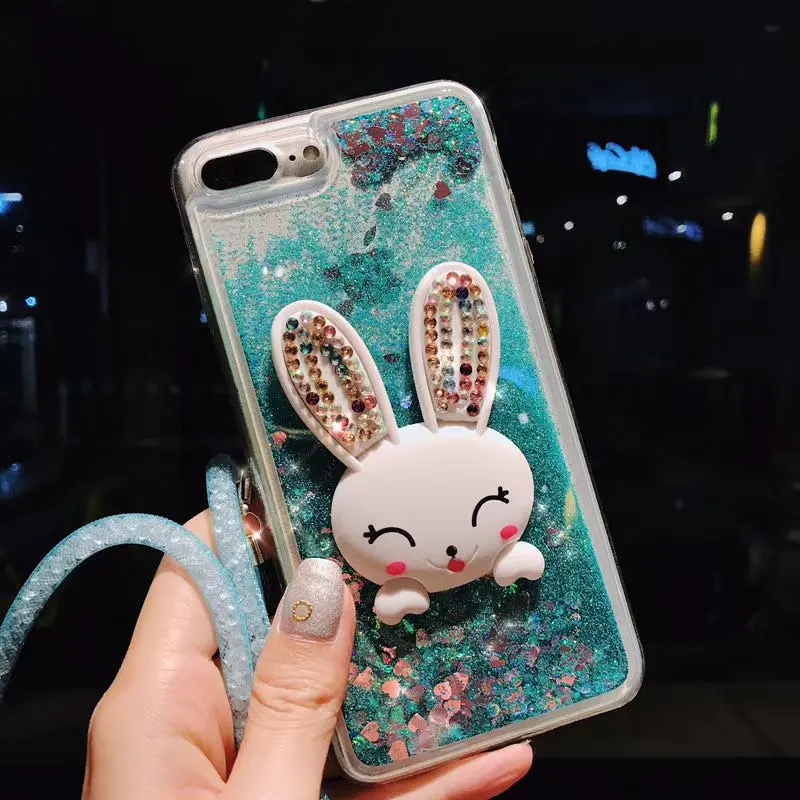 Чехол для huawei P8 P9 P10 P20 selfie P Smart capa Роскошный милый кролик подставка quicksand coque