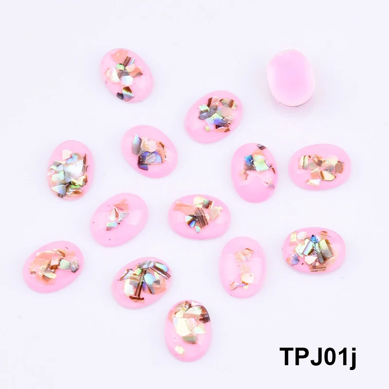 TPJ01j 10 шт. плоские пластмассовые декоративный камень для ногтей украшения для ногтей блестки дизайн оболочки 6x8 мм овальные драгоценные камни для nailart TPJ01 - Цвет: TPJ01j