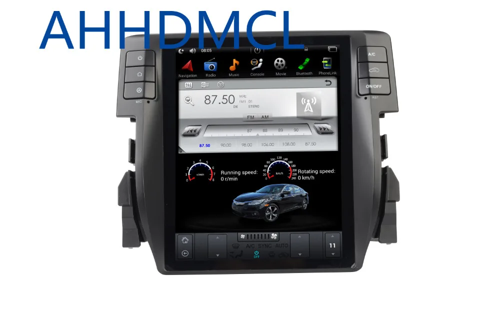 Автомобильный ПК PAD Tesla стиль мультимедийный плеер Android 7,1 gps для Civic
