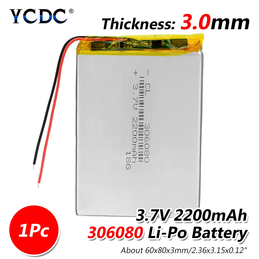 1 piece 1/2/4 шт. высокое Мощность Перезаряжаемые 3,7 v 2200 мА/ч, 306080 литий перезарядки Батарея 3,7 V 2200 мАч литий-полимерный аккумулятор Lipo Батарея 306080 - Цвет: 1 piece