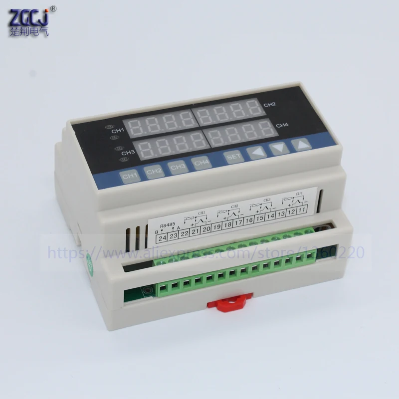 4 канальный цифровой терморегулятор Din термостат с датчиками RS485|temperature controller|digital
