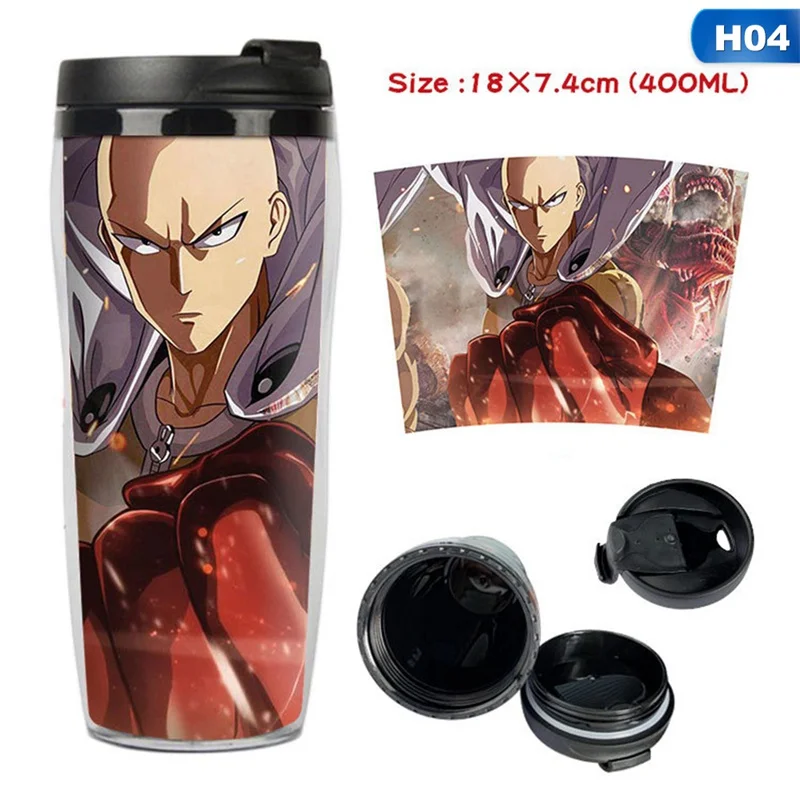 H04 ONE PUNCH-MAN 400 мл двойная кофейная Изолированная Вакуумная чашка изоляция для наружного кемпинга пешего туризма пикника кружка для воды Аниме подарок - Цвет: H04