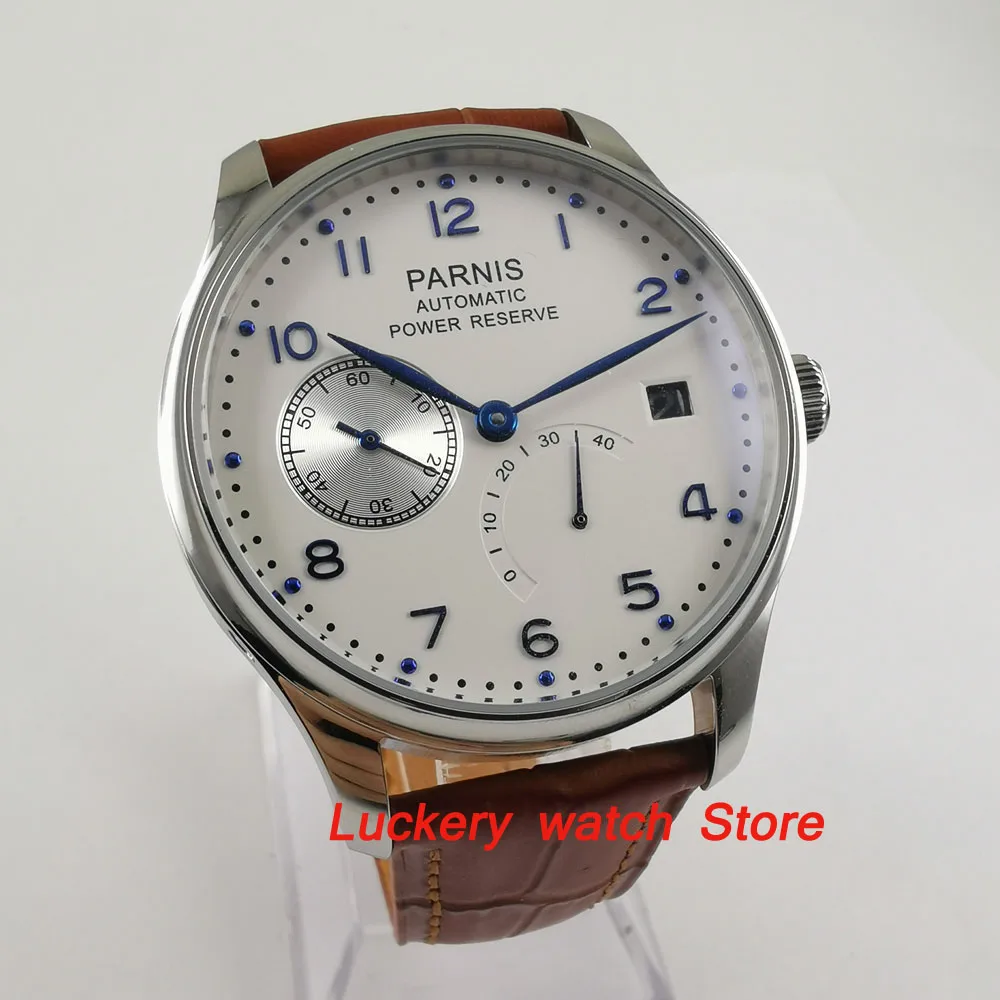 Парниш 43 мм с белым циферблатом синий цифровой источник питания 2530